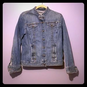 Ruffle Trim Denim Jacket